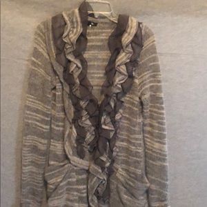 Gray, ruffle sweater